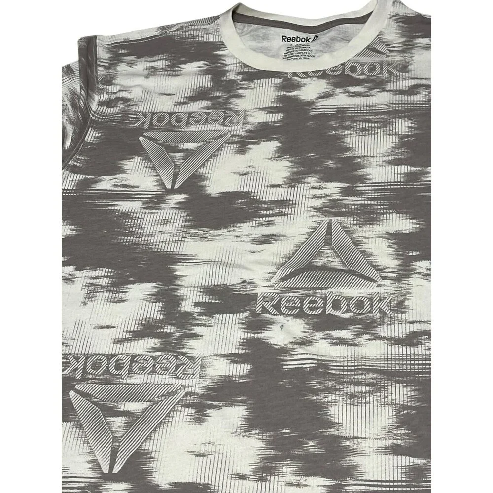 Reebok Mens Classic Graphic T-Shirt Beige/Gray L Cotton‎ Blend